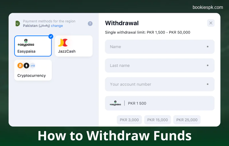 Withdrawal method on 1win Pakistan