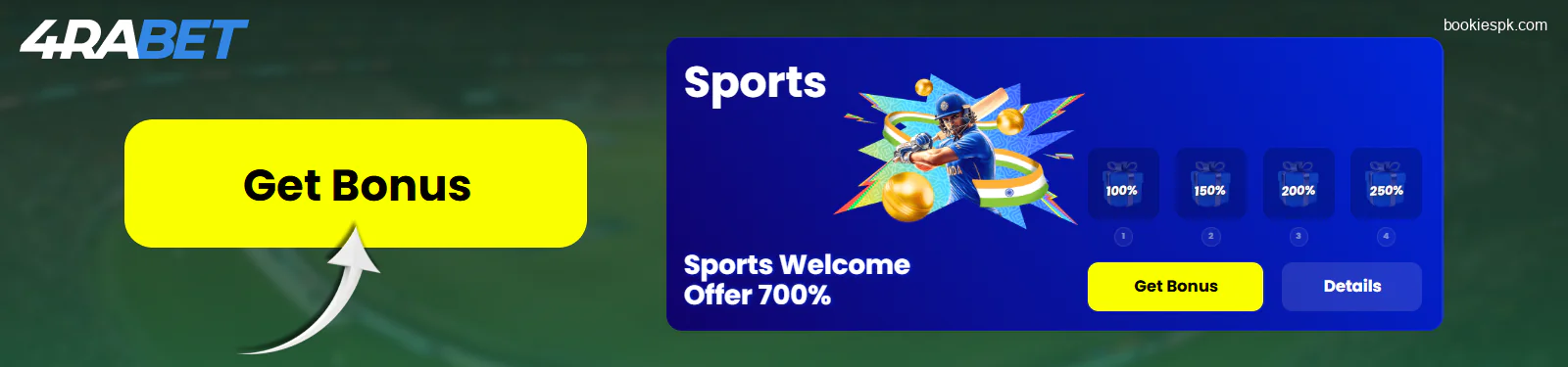 4rabet PK Registration Bonus