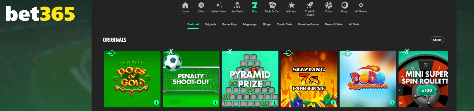 Casino section for Pakistani players Bet365