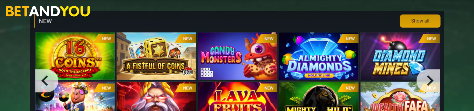 Casino section for Pakistani players BetAndYou