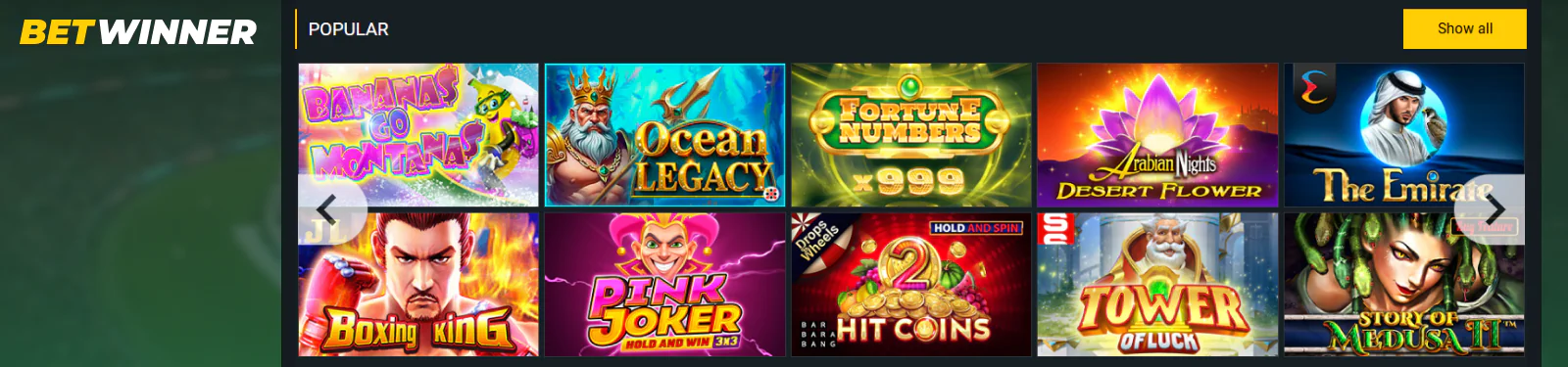 Casino section for Pakistani players BetWinner