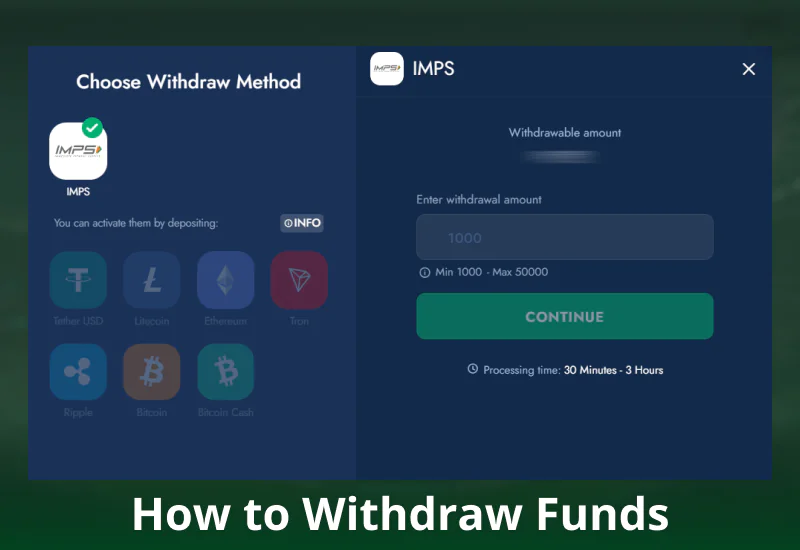 Withdrawal method on BlueChip Pakistan