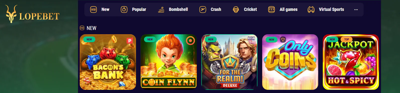 Casino section for Pakistani players Lope.Bet