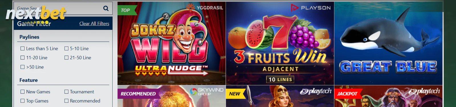 Casino section for Pakistani players NextBet