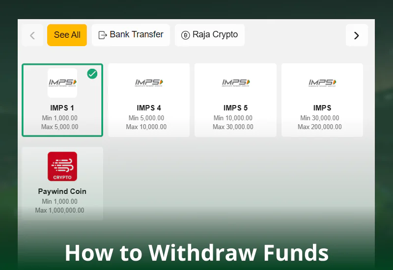 Withdrawal method on Rajabets Pakistan