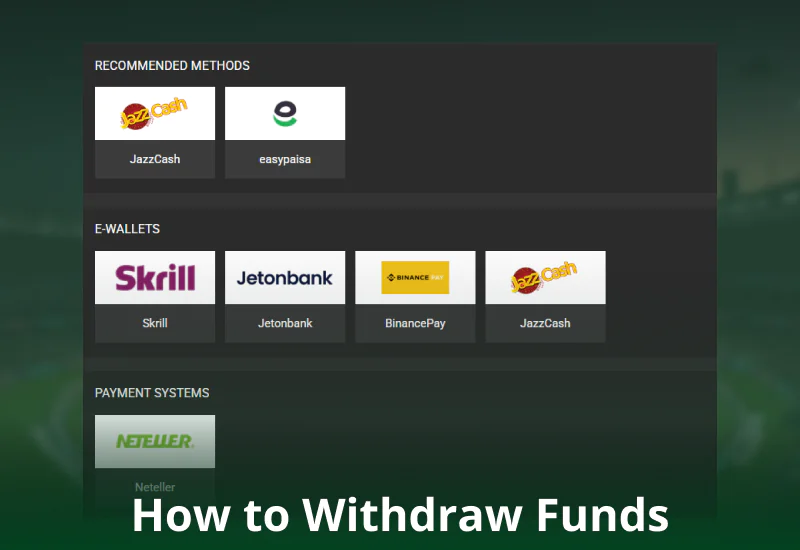 Withdrawal method on WinWinBet Pakistan